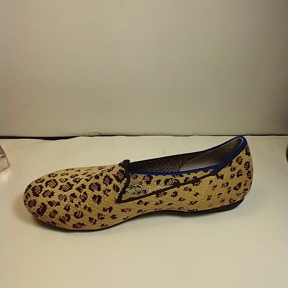Rothy's The Loafer Spotted Leopard Print Flats Shoes Women's sz 6.5.